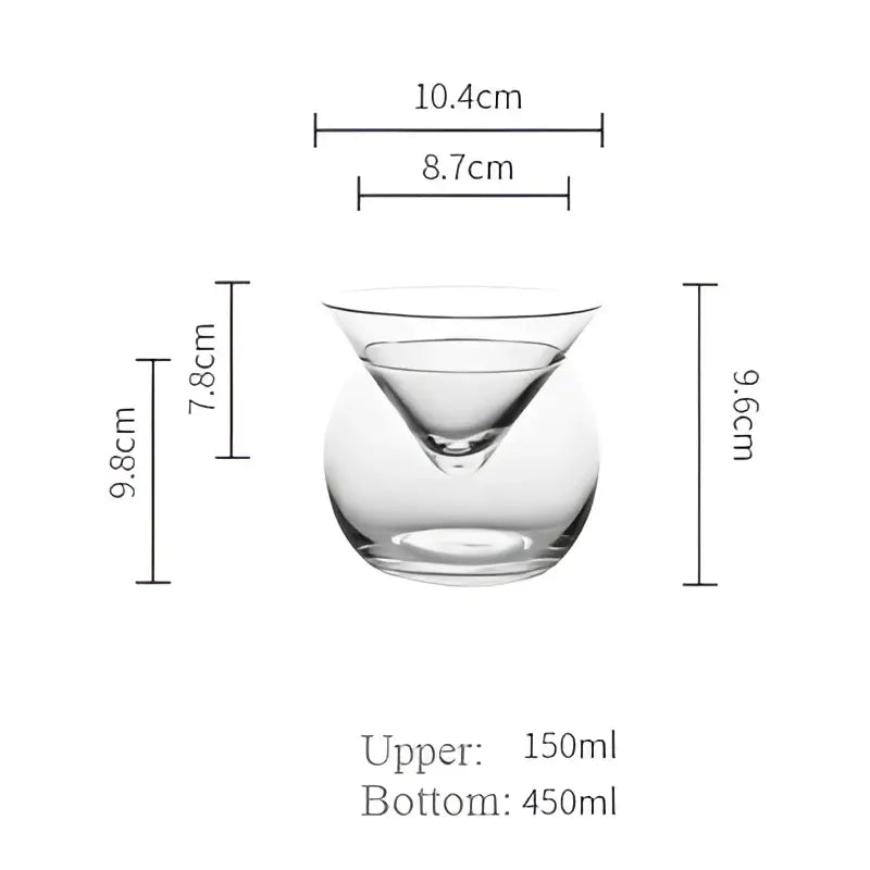 Minimalist stemless martini chiller glass for dining room entertaining