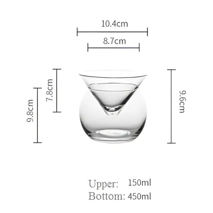Minimalist stemless martini chiller glass for dining room entertaining