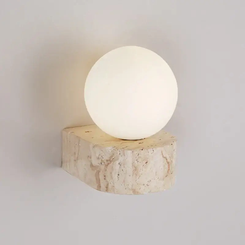 Minimalist stone and glass lampshade wall light for bedroom decor
