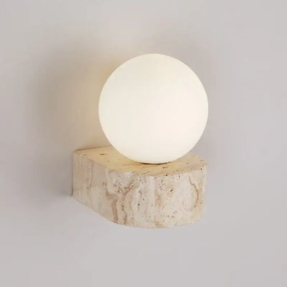 Minimalist stone and glass lampshade wall light for bedroom decor