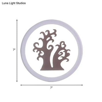Minimalist tree silhouette acrylic wall lamp white & coffee bedroom