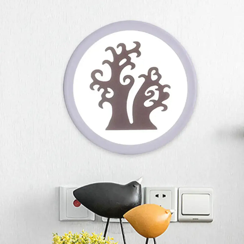 Minimalist tree silhouette acrylic wall lamp white & coffee bedroom