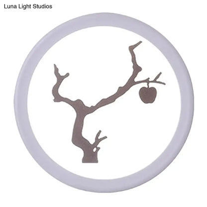 Minimalist tree silhouette acrylic wall lamp white & coffee bedroom