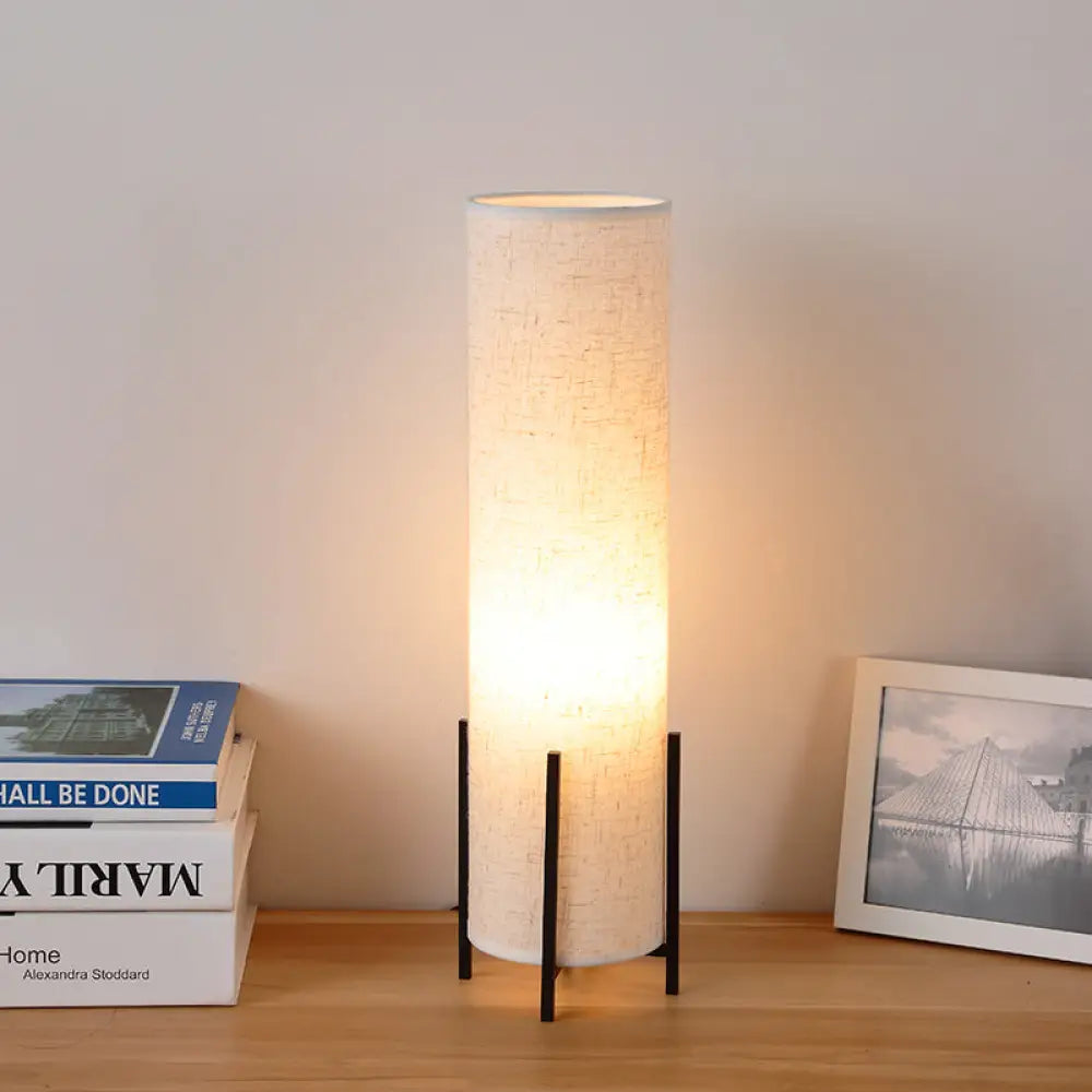 DecorBites™ Minimalist Tubular Fabric Nightstand Light - Beige, 1-Light Reading Lamp
