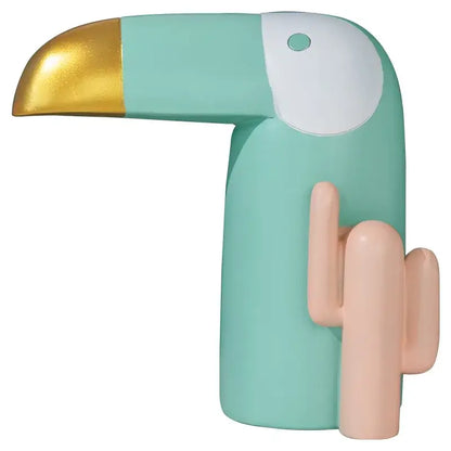 Minimalist turquoise & gold bird figurine office phone holder