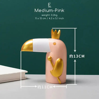 Minimalist turquoise & gold bird figurine office phone holder