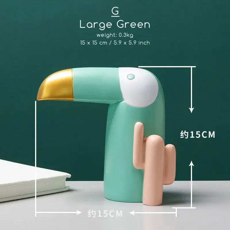 Minimalist turquoise & gold bird figurine office phone holder