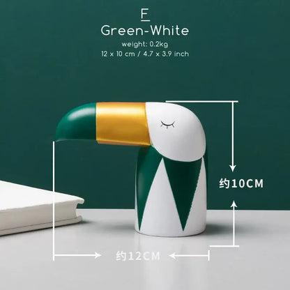 Minimalist turquoise & gold bird figurine office phone holder