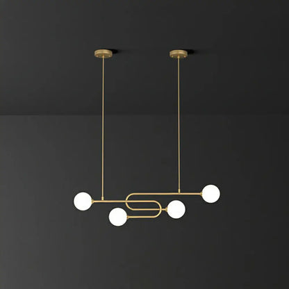 DecorBites™ Minimalist U-Shaped Gold Metal Suspension Light with Milky Glass Shade for Dining Room Island