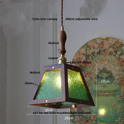 Minimalist walnut & brass glass led pendant lamp dining room