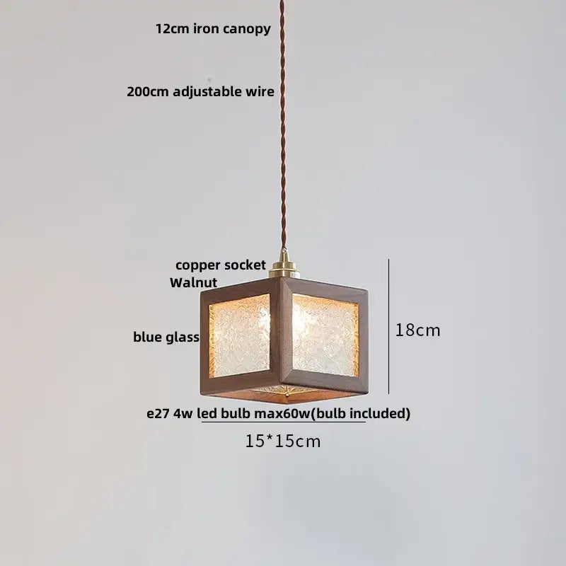 Minimalist walnut & brass glass led pendant lamp dining room