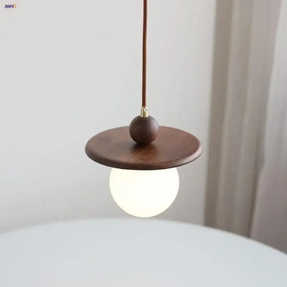 Minimalist walnut & brass glass led pendant lamp dining room