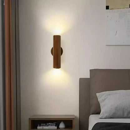 Minimalist walnut & natural led wood wall lamp for bedroom