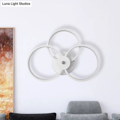 DecorBites™ Minimalist White 3-Ring LED Acrylic Wall Sconce Light Fixture - Warm/White Light