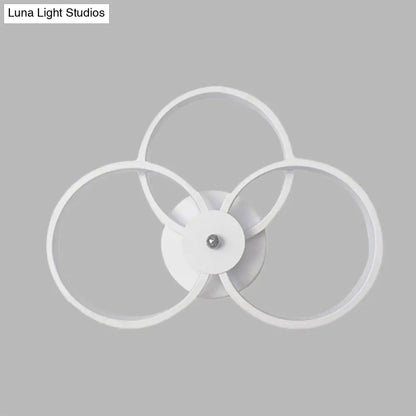 DecorBites™ Minimalist White 3-Ring LED Acrylic Wall Sconce Light Fixture - Warm/White Light