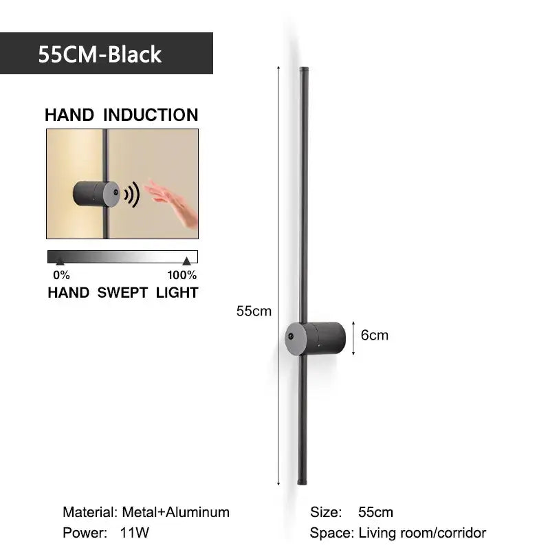 Minimalist white 360 rotation led wall lamps bedroom motion sensor