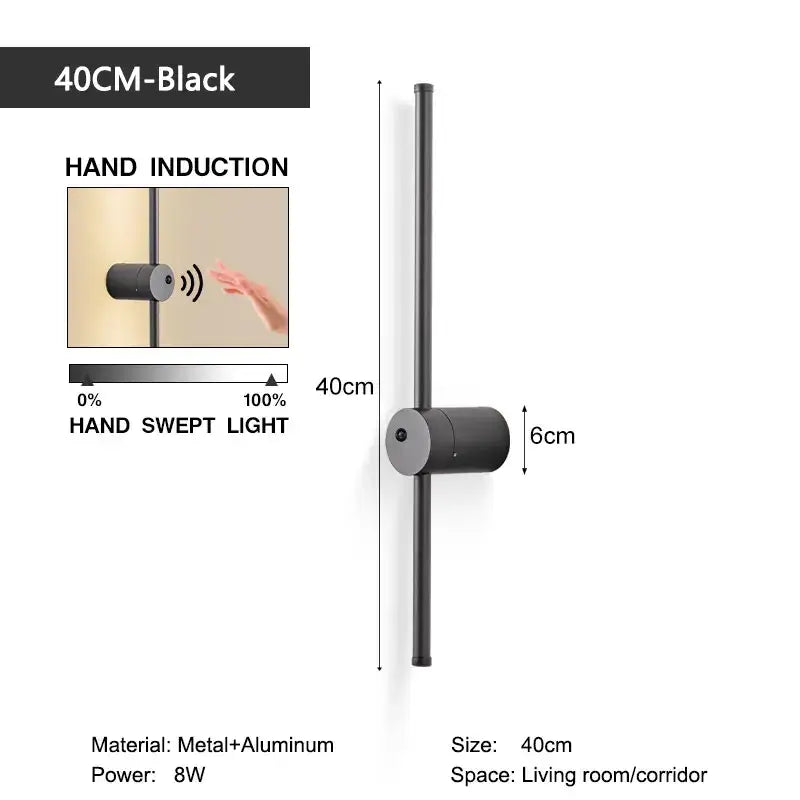 Minimalist white 360 rotation led wall lamps bedroom motion sensor