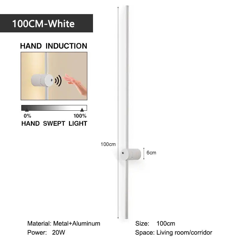 Minimalist white 360 rotation led wall lamps bedroom motion sensor