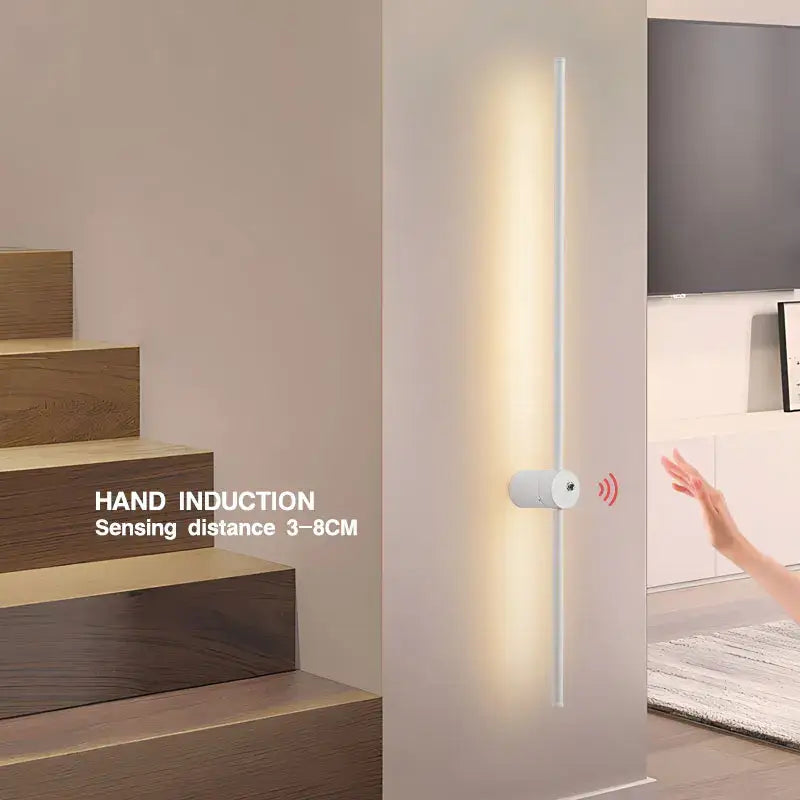Minimalist white 360 rotation led wall lamps bedroom motion sensor