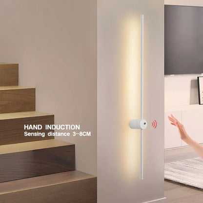 Minimalist white 360 rotation led wall lamps bedroom motion sensor