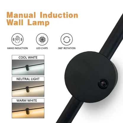Minimalist white 360 rotation led wall lamps bedroom motion sensor