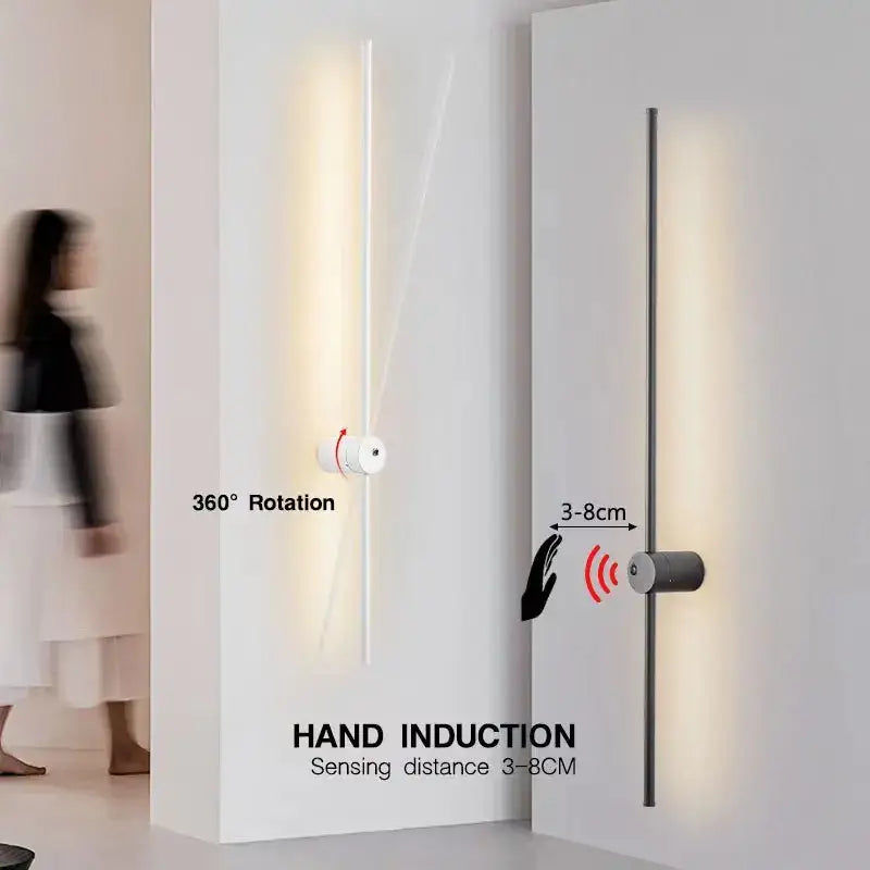 Minimalist white 360 rotation led wall lamps bedroom motion sensor