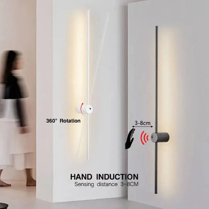 Minimalist white 360 rotation led wall lamps bedroom motion sensor
