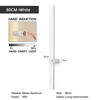 Minimalist white 360 rotation led wall lamps bedroom motion sensor
