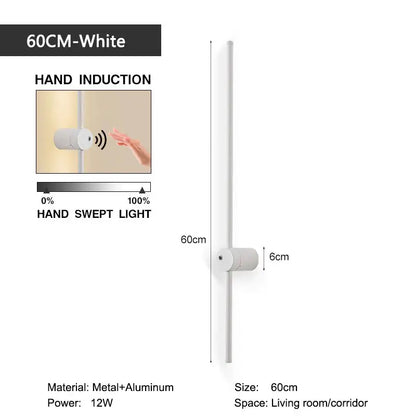 Minimalist white 360 rotation led wall lamps bedroom motion sensor