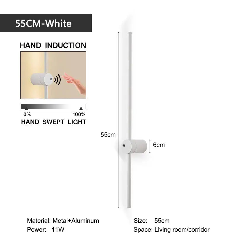 Minimalist white 360 rotation led wall lamps bedroom motion sensor