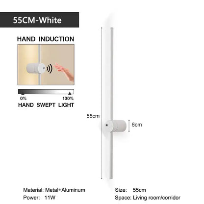 Minimalist white 360 rotation led wall lamps bedroom motion sensor