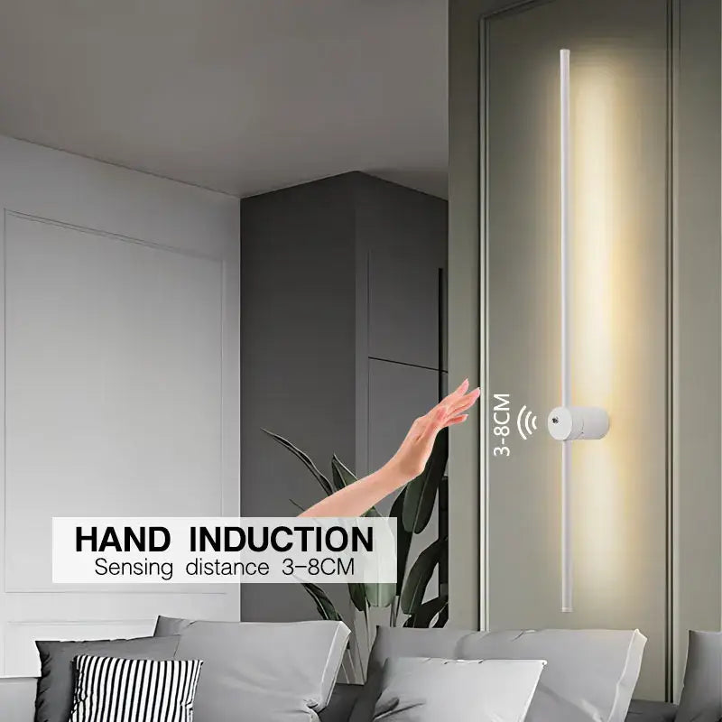 Minimalist white 360 rotation led wall lamps bedroom motion sensor