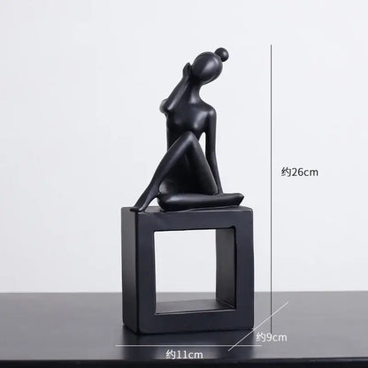 Minimalist white abstract figures sculpture living room decor