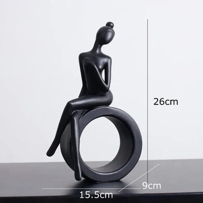 Minimalist white abstract figures sculpture living room decor