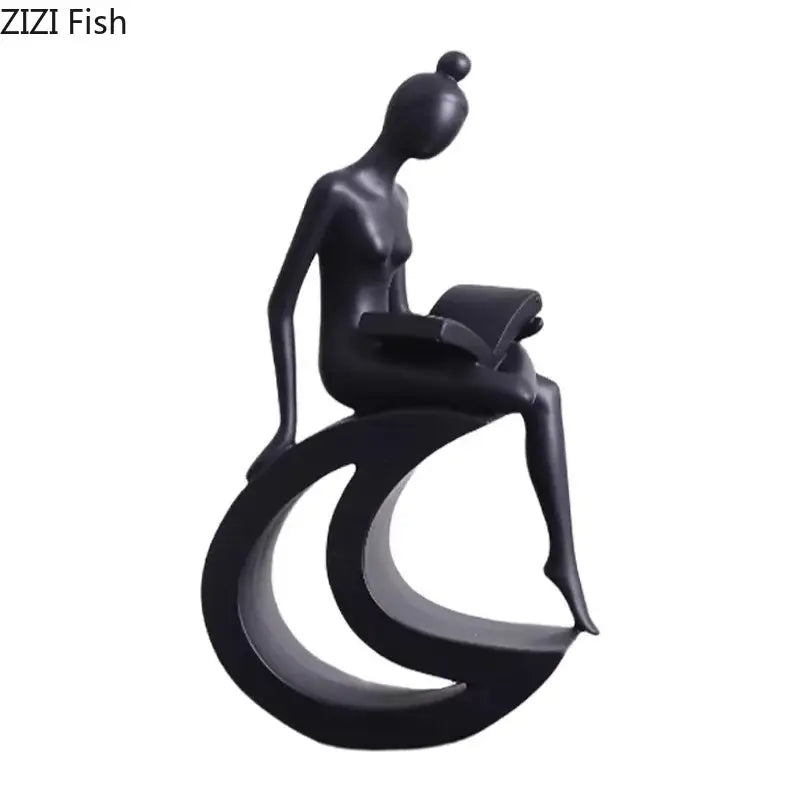 Minimalist white abstract figures sculpture living room decor