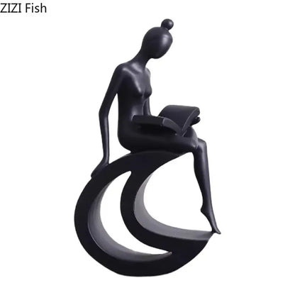 Minimalist white abstract figures sculpture living room decor