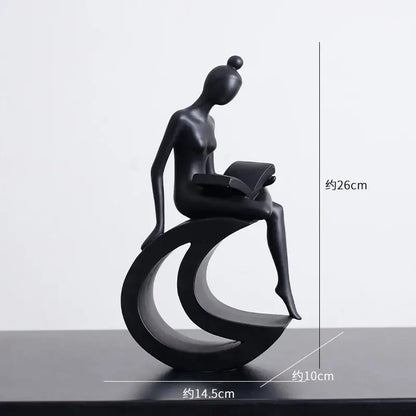 Minimalist white abstract figures sculpture living room decor