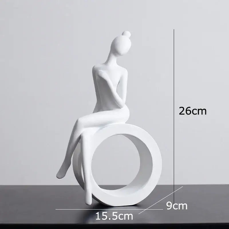 Minimalist white abstract figures sculpture living room decor