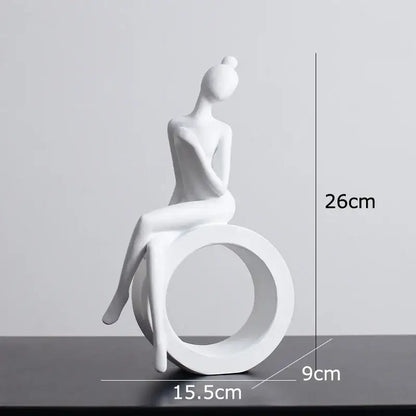 Minimalist white abstract figures sculpture living room decor