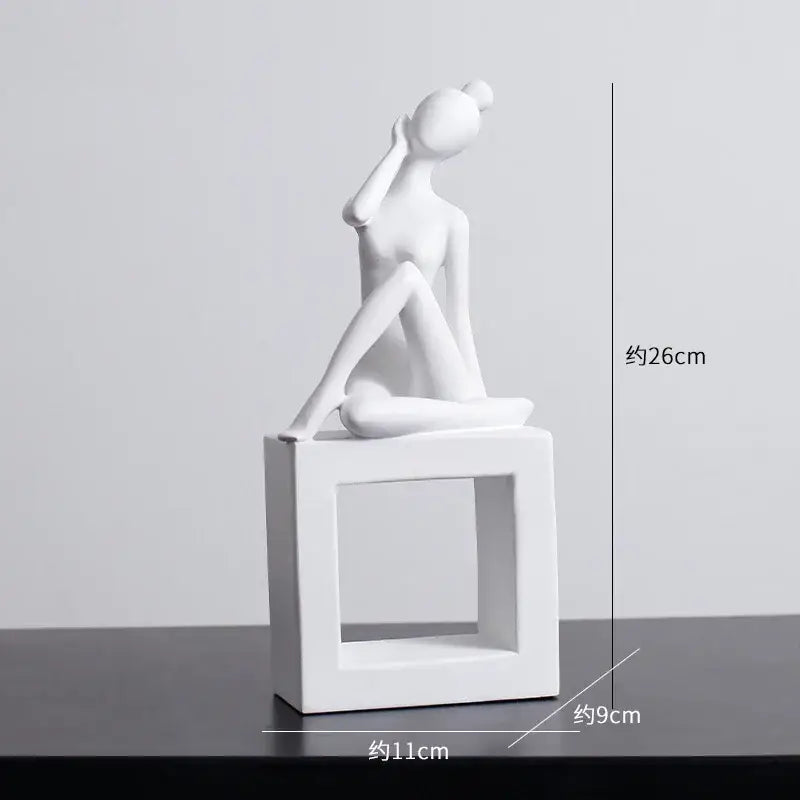 Minimalist white abstract figures sculpture living room decor