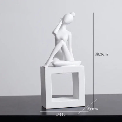 Minimalist white abstract figures sculpture living room decor