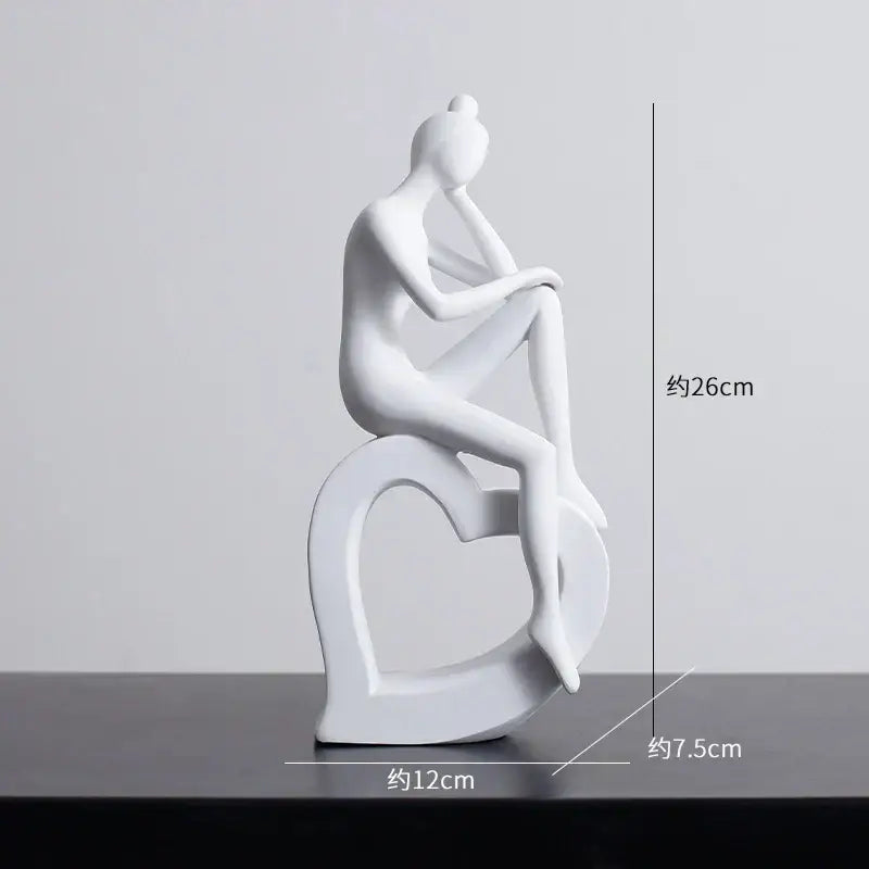 Minimalist white abstract figures sculpture living room decor