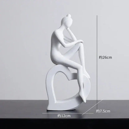 Minimalist white abstract figures sculpture living room decor