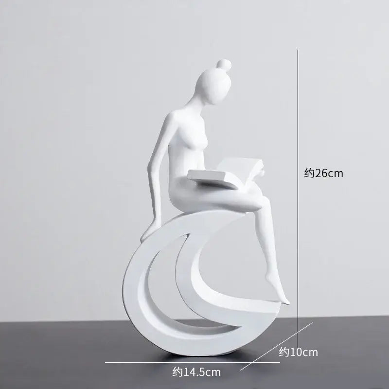 Minimalist white abstract figures sculpture living room decor