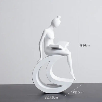 Minimalist white abstract figures sculpture living room decor