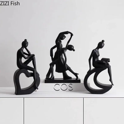 Minimalist white abstract figures sculpture living room decor