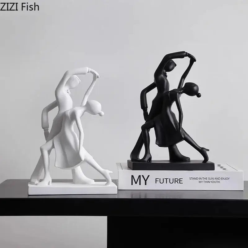 Minimalist white abstract figures sculpture living room decor