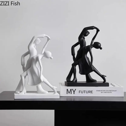 Minimalist white abstract figures sculpture living room decor