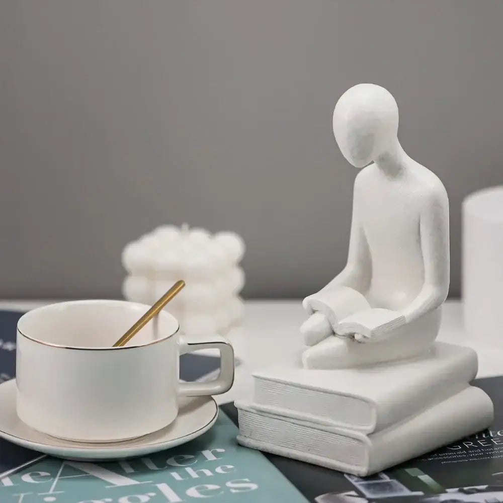 Minimalist white abstract people resin statue set living room decor