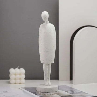 Minimalist white abstract people resin statue set living room decor